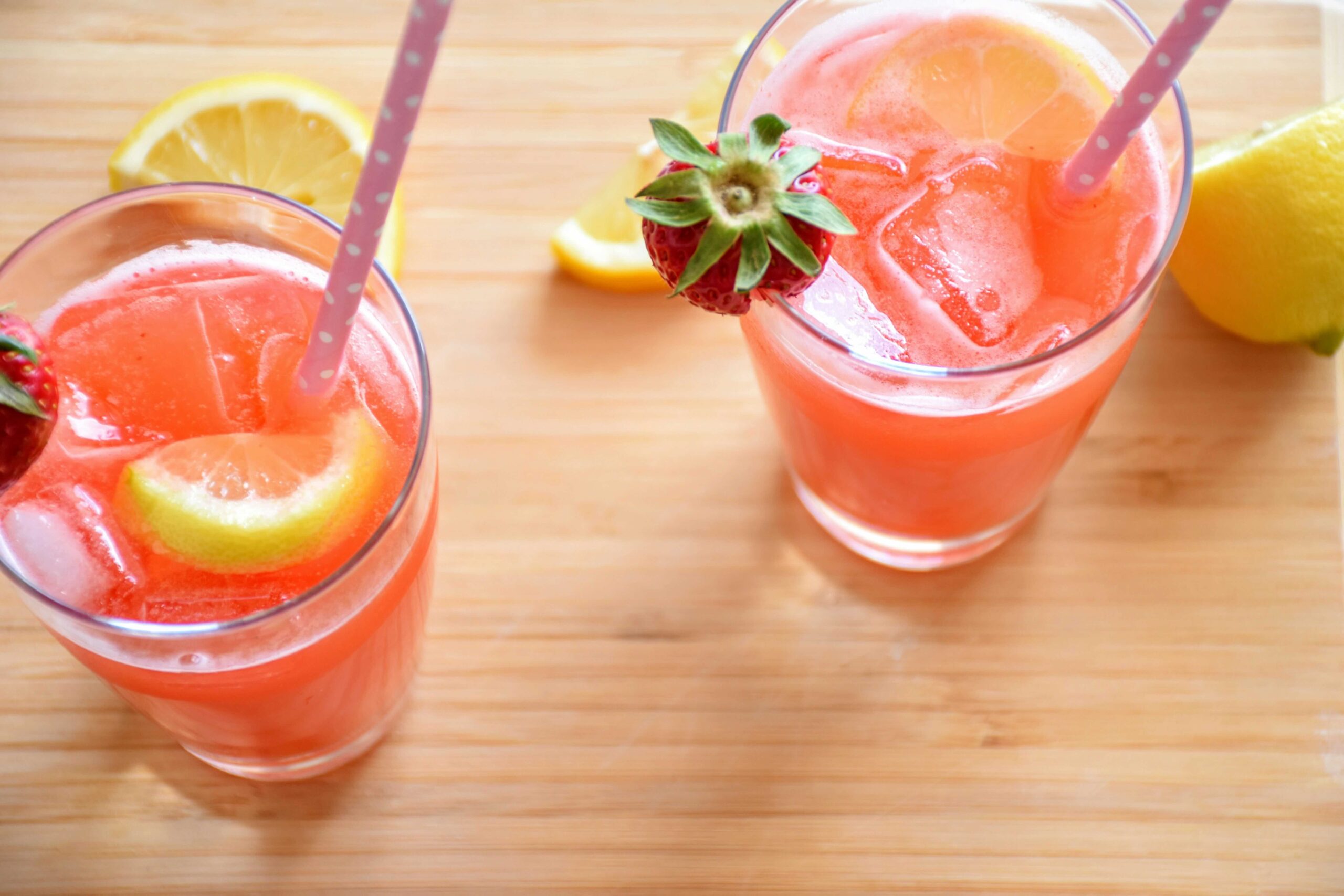 Glasses of Lemonade sitting on a table for summer reading time